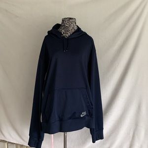Men’s Nike hoodie navy blue with gray inserts on the sides. Size large